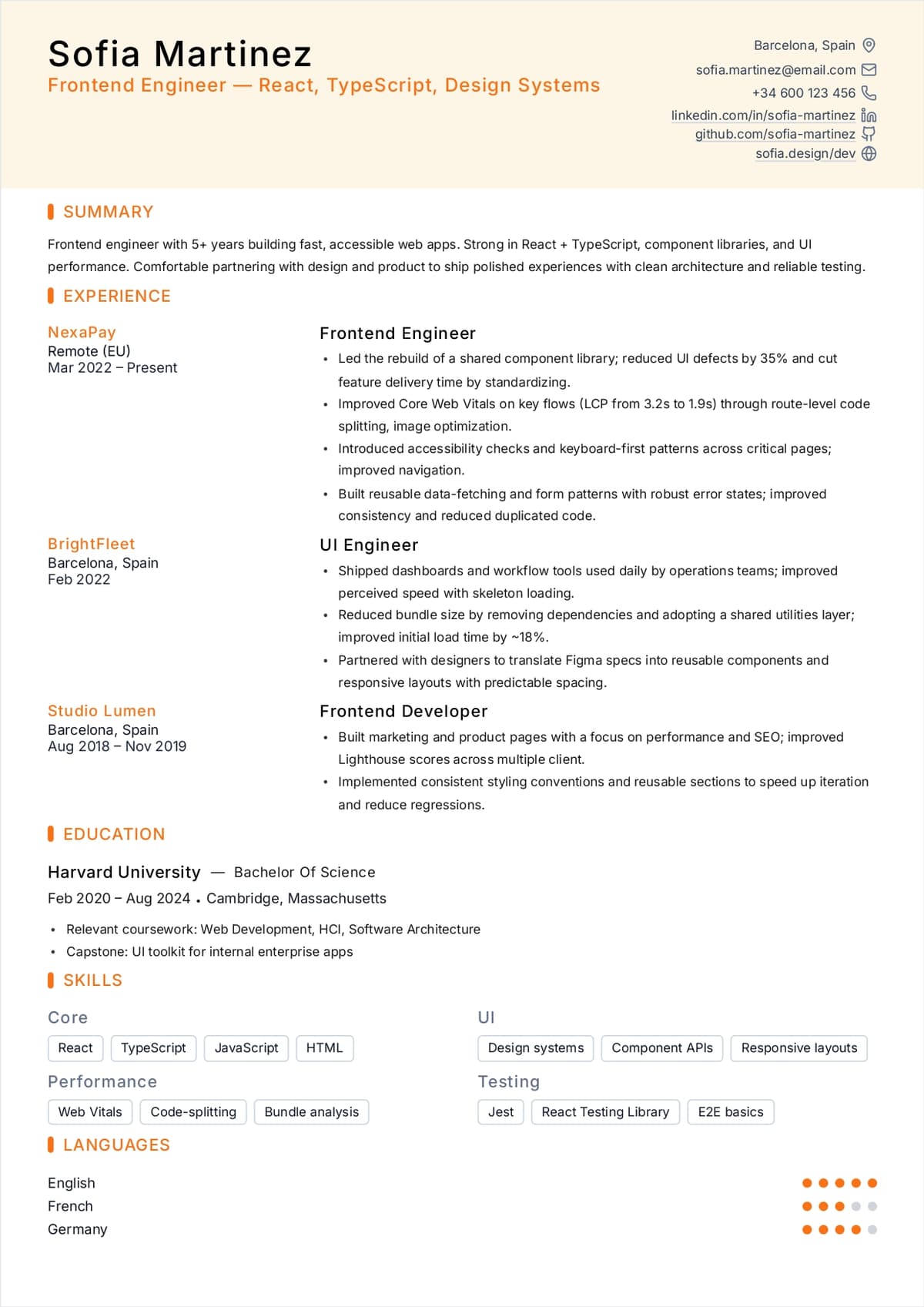 Clean resume template