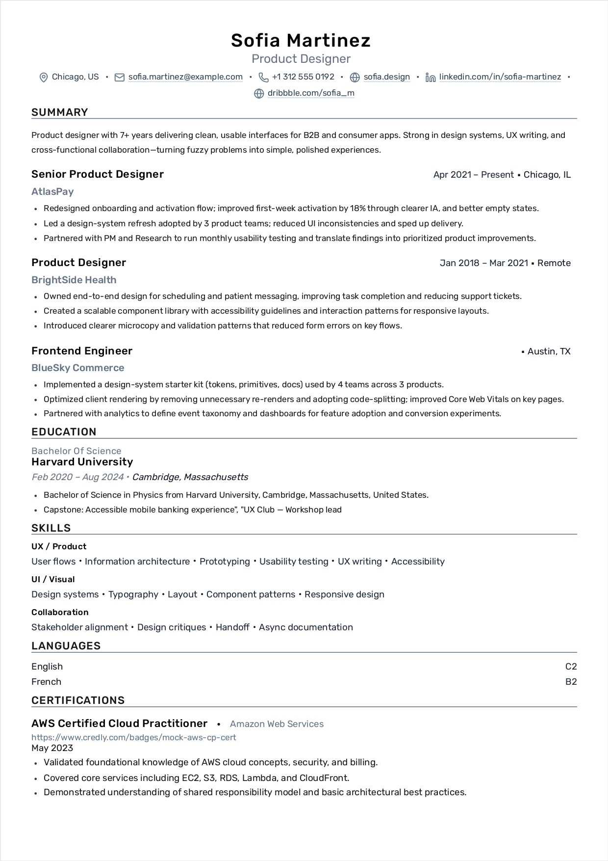 Example resume template