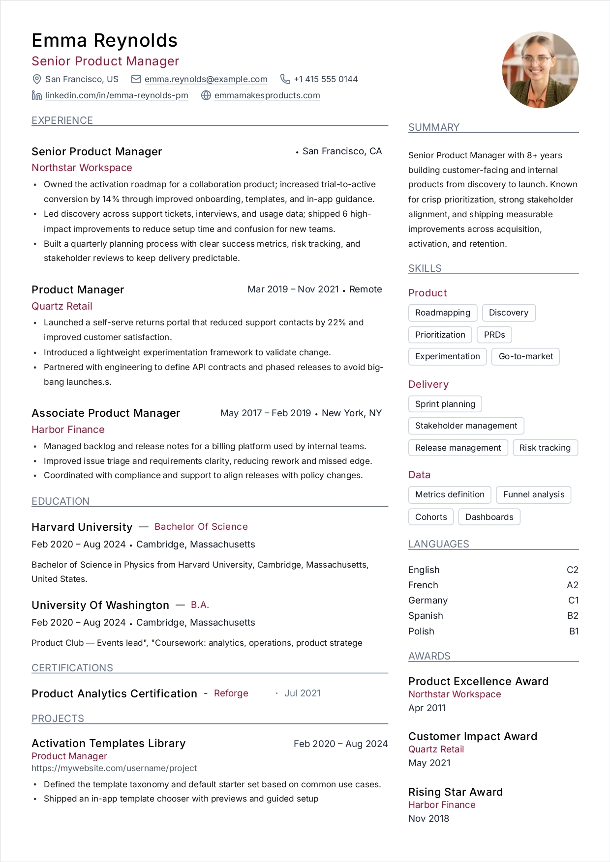 Example resume template