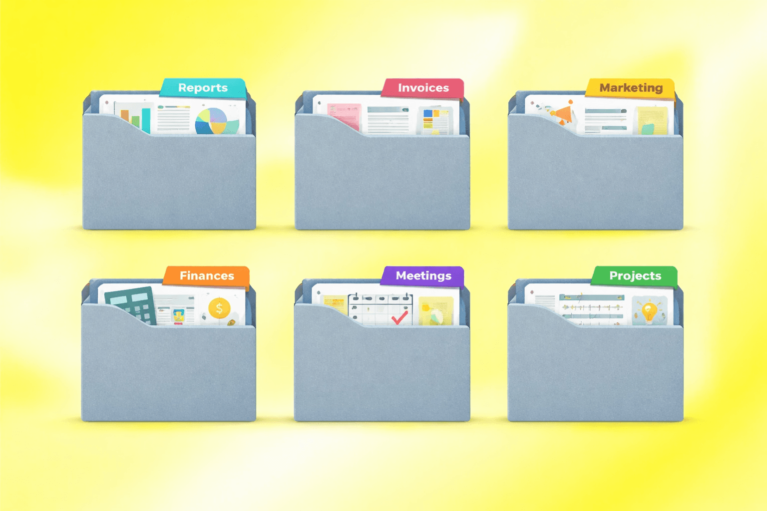 Illustration of organized resume skills with icons representing time management, planning, and teamwork